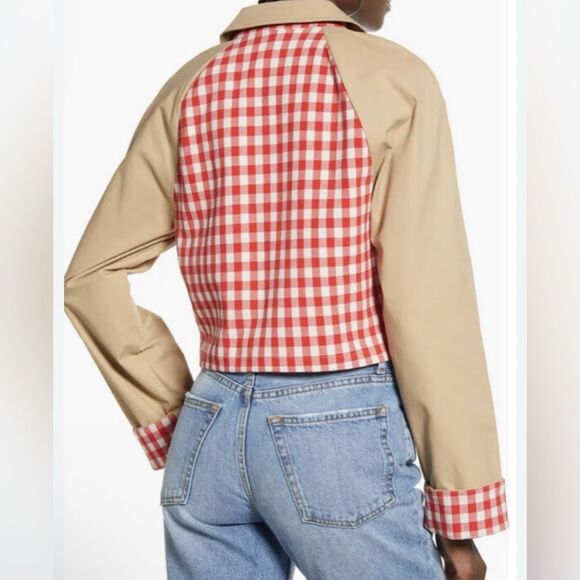 Anthropologie English Gingham Cropped Jacket(Size Medium) - Picture 3 of 10
